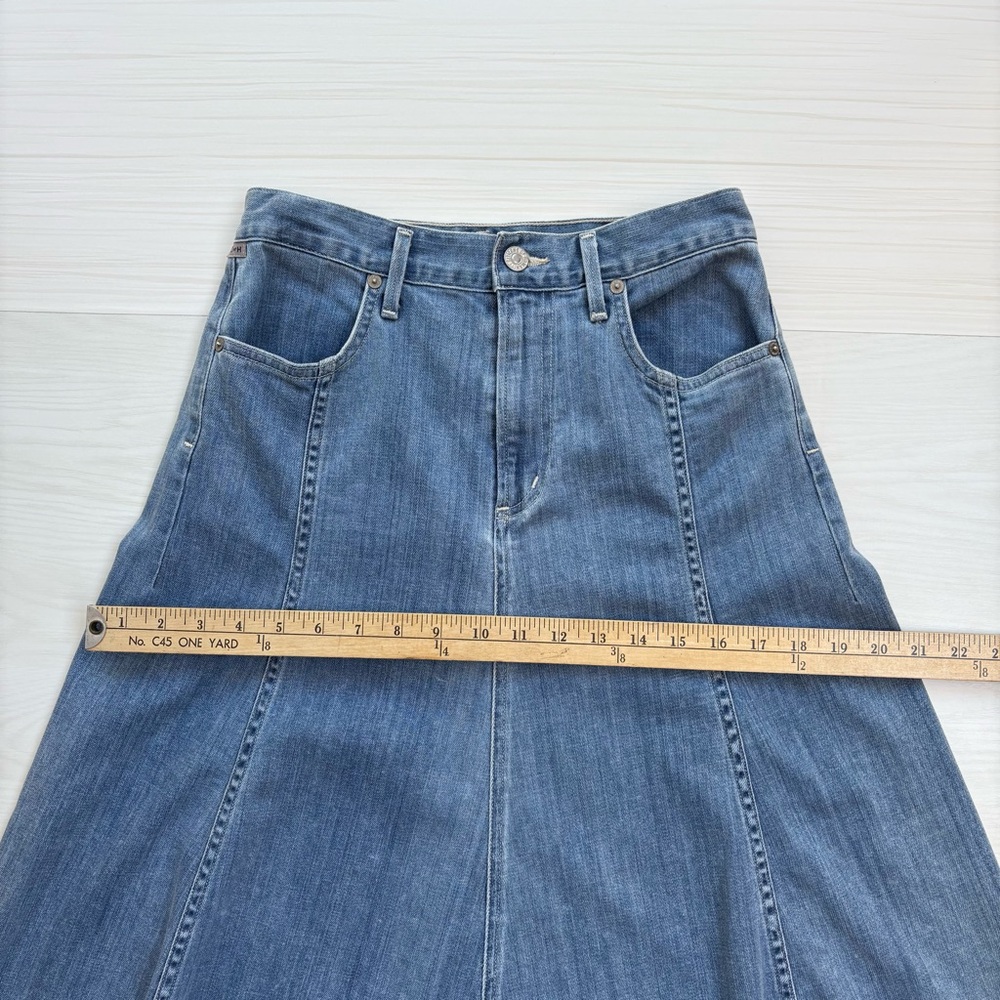 Citizens of Humanity Midi Denim Skirt Asymmetrical 26 Western Cowgirl Y2K Boho - Picture 6 of 11